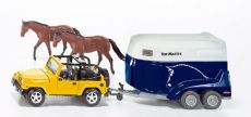 4670 Jeep Wrangler mit Pferdeanhänger + 2 Pferden
